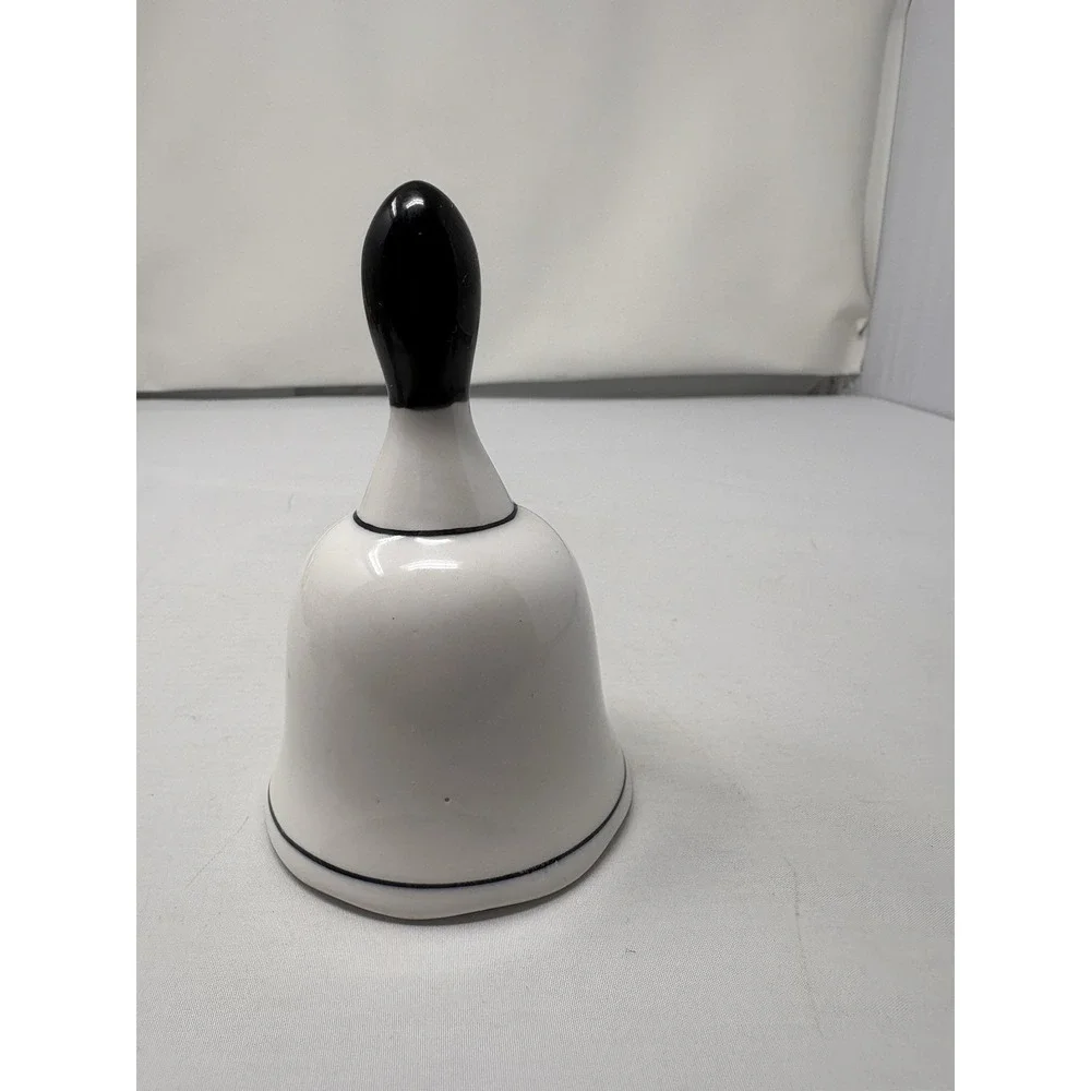 Vintage White W/Black Tip Porcelain Bell Wisconsin Farm Animals Country Cottage